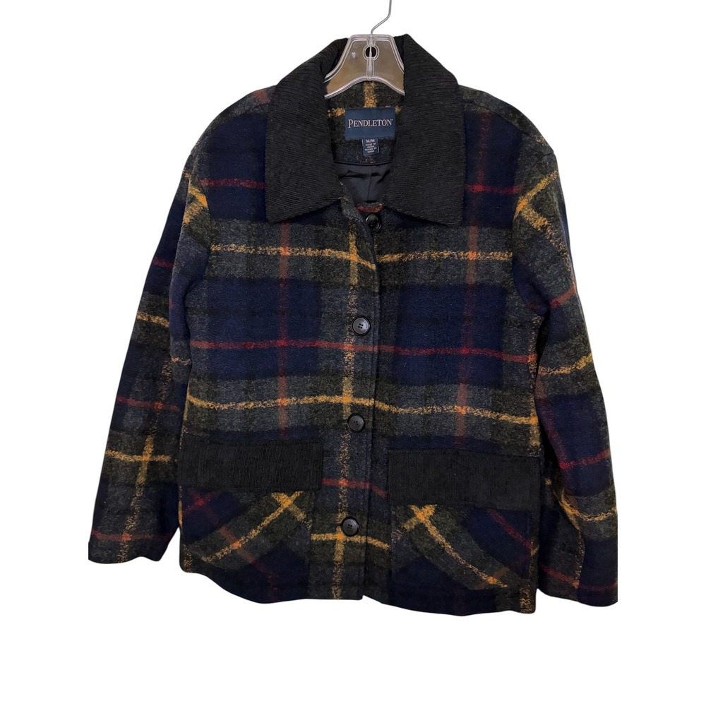 Pendleton Women's Wool Blend Barn Coat | Royal Blue Plaid | NWOT - Picture 6 of 8